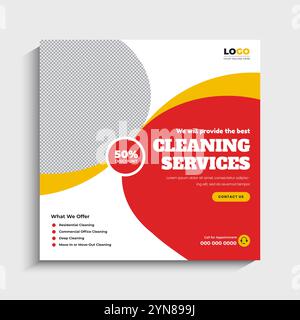 Cleaning Service Social Media Post Template Stock Vector