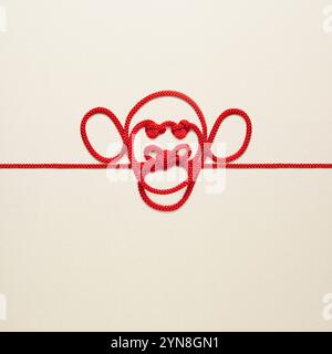 Image of a face made with red string Stock Photo - Alamy