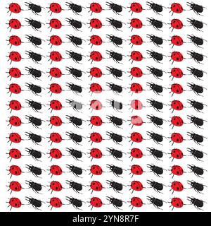 ladybug, beetle with fruit as a pattern background Stock Vector