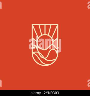 Sunset Line Logo Vector Illustration. Sunshine Icon Stock Vector