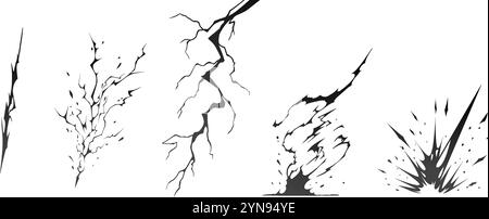 Lightning strike bolt silhouettes sequence vector illustration Stock ...