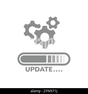Software or app update vector icon. Update bar with gear wheels. Stock Vector