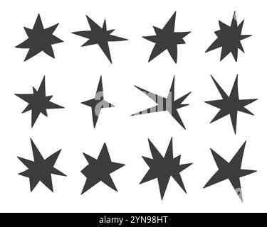 Hand drawn shapes set. Doodle brutalist forms collection Stock Vector