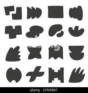 Hand drawn shapes set. Doodle brutalist forms collection Stock Vector