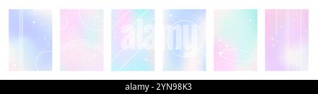 Fluid holographic gradient poster collection Stock Vector