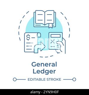 General ledger soft blue concept icon Stock Vector