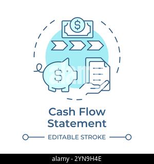 Cash flow statement soft blue concept icon Stock Vector