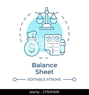 Balance sheet soft blue concept icon Stock Vector