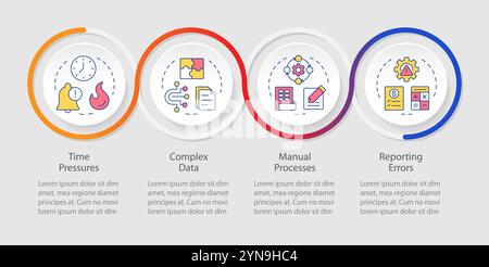 Financial close issues management infographics circles sequence Stock Vector
