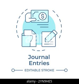 Journal entries soft blue concept icon Stock Vector