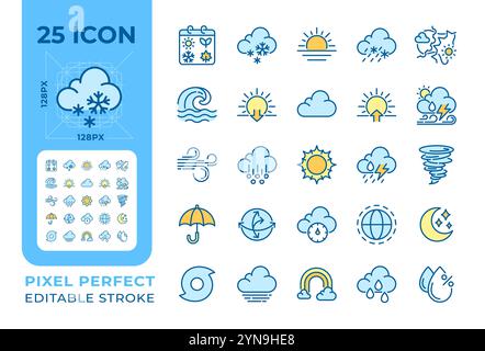 Meteorology RGB color icons set Stock Vector