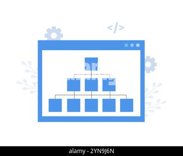 Sitemap Creation icon. SEO optimization. Site architecture. Diagram and structure website. Flowchart UI UX. Vector illustration in flat cartoon style Stock Vector
