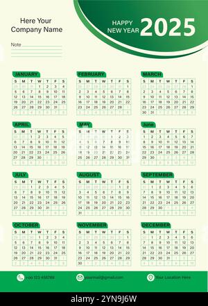 Calendar 2025 Stock Vector