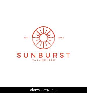 Sunburst Line Simple Vintage Logo Design. Sunshine Icon Stock Vector