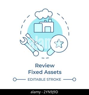 Review fixed assets soft blue concept icon Stock Vector