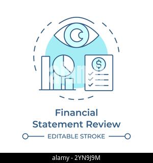Financial statement review soft blue concept icon Stock Vector