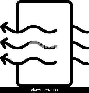 Air filter with waves effect. Antibacterial, dust, solid particle filtration and ventilation. Hvac system linear icon. Simple concept for your logo we Stock Vector