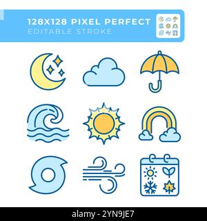 Climate RGB color icons set Stock Vector