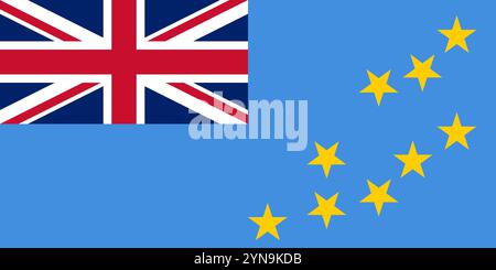 Tuvalu flag in official colors, dimensions and aspect ratio. Vector flag symbolizing national pride, identity, heritage, patriotism and authority Stock Vector