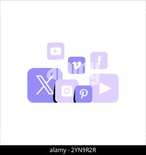 Social Media Icons Clustered Together In Flat Vector Illustration Symbolizing Online Presence, Networking, And Digital Communication, Isolated On Stock Vector