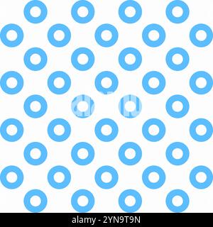 Retro minimalist vector pattern with circular grid and polka dots. Seamless abstract geometric background with circles, ideal for print applications. Stock Vector