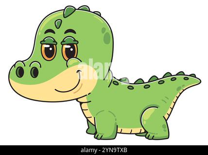 Cute green dinosaur cartoon Stock Vector Image & Art - Alamy