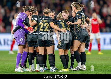 Melbourne, Australia. 24th May, 2024. A-League Women All Stars' huddle before the Friendly match between A-League Women All Stars and Arsenal Women FC at Marvel Stadium. Victory for Arsenal Women FC 1-0. Credit: SOPA Images Limited/Alamy Live News Stock Photo