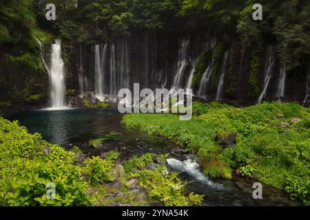 Shiraito waterfalls in spring in Japan Stock Photo