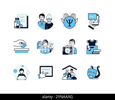 Charity and donations - line design style icons set Stock Vector