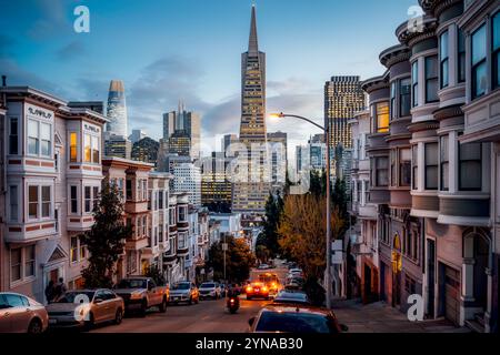 the city center of san francisco in the evening sun Stock Photo