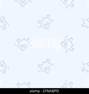 Simple black and white pattern with puzzle elements. Hand drawn vector background related to holidays, leisure, weekends Stock Vector