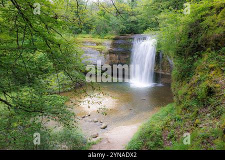 France, Jura, La Chaux du Dombief, Herisson waterfalls, le Saut de la Forge waterfall Stock Photo