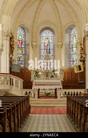 France, Meurthe et Moselle, Bouxieres sous Froidmont, Our Lady of the Nativity church, stained glass windows of the choir made in 1924 by master glass Stock Photo