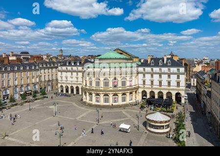 France, Ile et Vilaine (35), Rennes, the Opera House on the Place de la Mairie (aerial view) Stock Photo