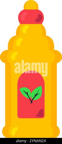 Bottle of hot chili ketchup seasoning for meat. Element of Hispanic holiday Cinco De Mayo. Mexican holiday icon. Simple cartoon vector element isolate Stock Vector