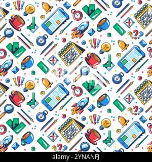 Business management seamless pattern. Planning and analysis of budget of financial operations. Business process organization. Vector ornate for printi Stock Vector