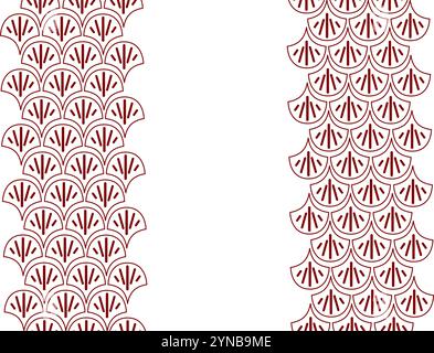 Vector graphic seamless vertical border pattern with outline symbols of traditional Chinese Lunar calendar. Line art China design, gold elements. Chin Stock Vector