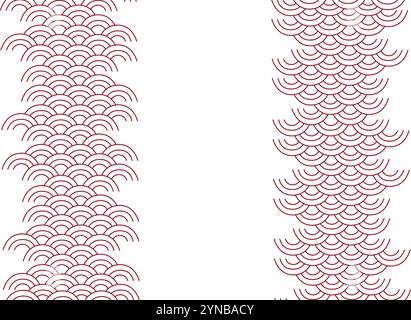 seamless vertical border pattern with chinese wave pattern and empty space. Simple geometric transparent background. Vector graphic illustration. Stock Vector