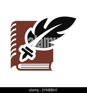 book writer icon logo design template Stock Vector
