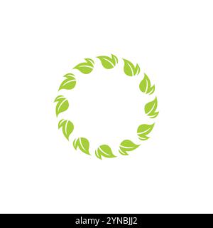 circle leaf logo design vector template. organic icon Stock Vector