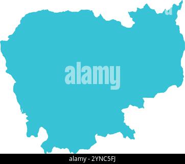 Cambodia MAP in Blue, Country Map, Cambodia, Border Map, Border line of Cambodia, Geographic Map Stock Vector