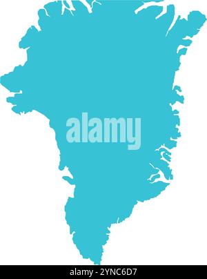 Greenland MAP in Blue, Country Map, Greenland, Border Map, Border line of Greenland, Geographic Map Stock Vector