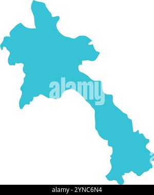Laos MAP in Blue, Country Map, Laos, Border Map, Border line of Laos, Geographic Map Stock Vector