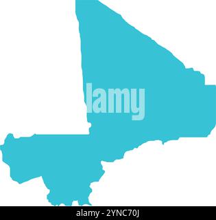 Mali MAP in Blue, Country Map, Mali, Border Map, Border line of Mali, Geographic Map Stock Vector