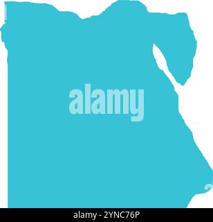 Egypt MAP in Blue, Country Map, Egypt, Border Map, Border line of Egypt, Geographic Map Stock Vector
