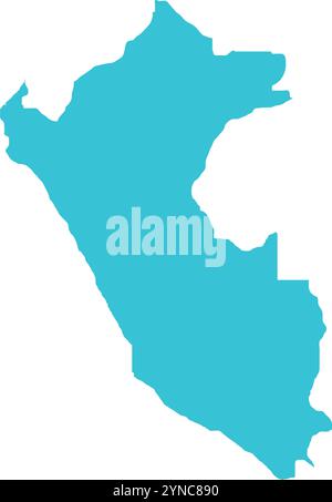 Peru MAP in Blue, Country Map, Peru, Border Map, Border line of Peru, Geographic Map Stock Vector