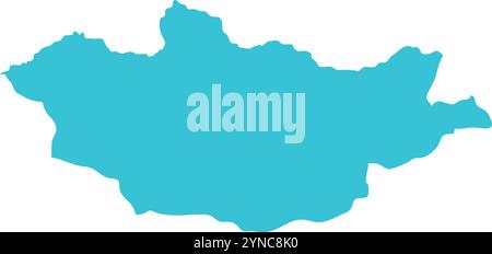 Mongolia MAP in Blue, Country Map, Mongolia, Border Map, Border line of Mongolia, Geographic Map Stock Vector