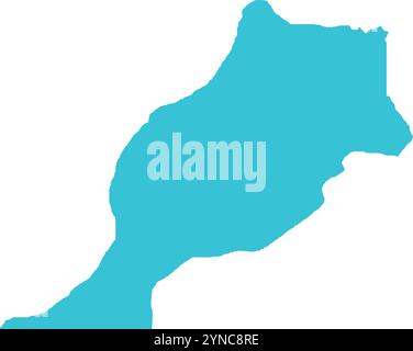 Morocco MAP in Blue, Country Map, Morocco, Border Map, Border line of Morocco, Geographic Map Stock Vector
