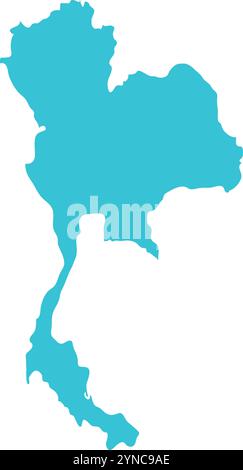 Thailand MAP in Blue, Country Map, Thailand, Border Map, Border line of Thailand, Geographic Map Stock Vector