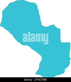 Paraguay MAP in Blue, Country Map, Paraguay, Border Map, Border line of Paraguay, Geographic Map Stock Vector